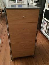 Ikea Peter 5-fach Schubladenelement, Buchenfront, Metall grau