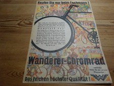 Altes Wanderer Fahrrad Prospekt Reklame historisch Werbung / Werbeblatt Vorkrieg