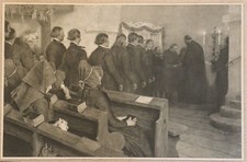 Carl Bantzer, Abendmahlsfeier in Hessen, Kunstdruck Elwert Marburg ca 1910