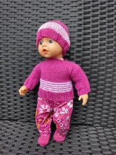 Puppenkleidung 30-32 cm Handmade Set 4tlg lila-bunt