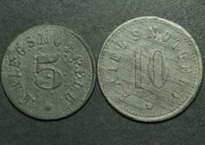 NOTGELD: 5 & 10 Pfennig. Funck 500.1a & 2. GEMEINDE SIMBACH AM INN / BAYERN.