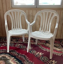 2 x Stapelsessel, Stapelstuhl, Kunststoff, weiß, Garten, Terasse