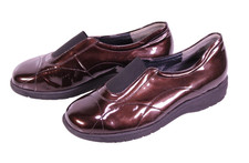 Fasan Slipper Damen Schuhe Lackleder braun Gr. 37 Stretch Wechselfußbett CR148