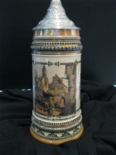 Bierkrug Einkehr im Städtchen Deutsche Post Zinndeckel 1998 German Stein