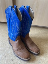 Old West Cowboy Stiefel (1729Y) hellbraun/blau Gr. 36