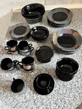 Geschirrset Tafelservice Kaffee-Geschirr + Essgeschirr aus Opalglas
