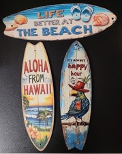 3er SET HOLZ DEKO - SCHILDER " SURFBRETT " SUMMER / BEACH  " NEU , TOP ARTIKEL 