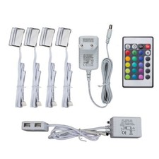 4 LED Clips RGB Glasboden-Beleuchtung Glaskantenlichter Leuchten Vitrine Schrank