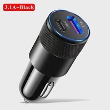 12V/24V Schwarz USB-Autoladegerät Typ C/A, Adapter Steckdose Zigarettenanzünder