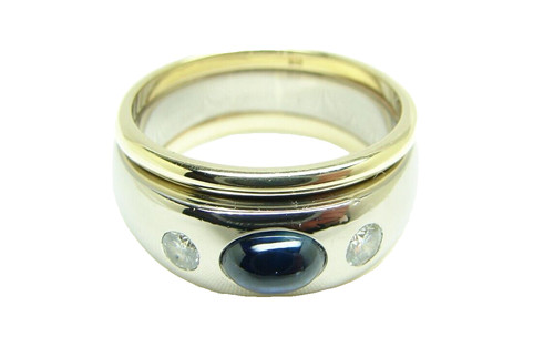 Herren saphir diamant ring 750 - herren,