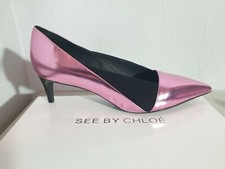 SEE BY CHLOE Damen Pumps  Gr. 39,5  rosa metallic Glattleder  Stilettoabsatz neu