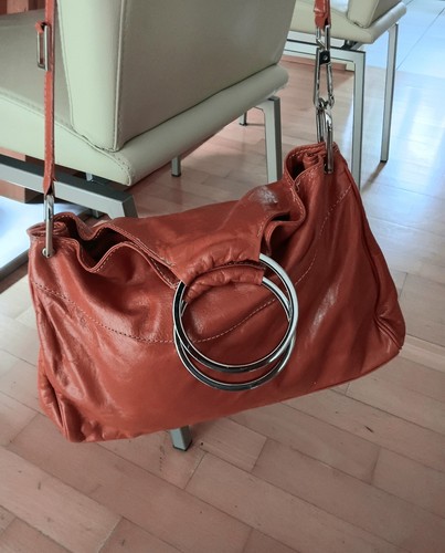 Echt leder tasche - leder, orange