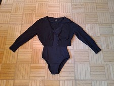 Ballettset schwarz: Trikot mit Spitzeneinsatz und Bolero Gr. 158/164/S