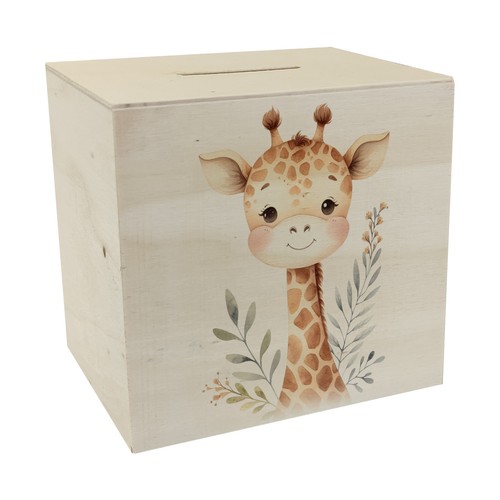 Giraffe spardose aus holz - giraffe,