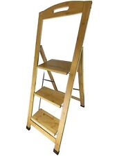 Bambus Haushaltsleiter - 3 Stufen - GARDINGER Trittleiter Stehleiter Klapptritt