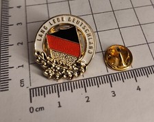PIN/Anstecker Lang lebe DEUTSCHLAND, schwarz rot gold, Eichenlaub, goldfarben