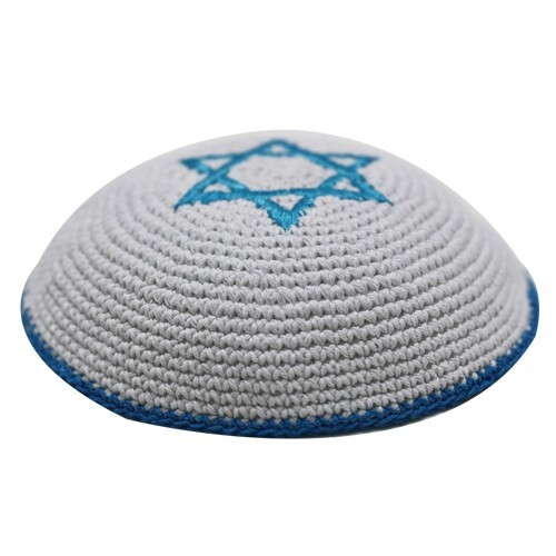 Weiß gestrickte kippa - gestrickte, kippah