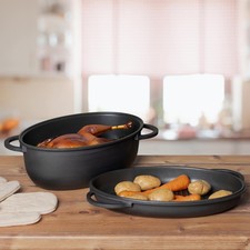 Aluguss Bräter 8 L Schmortopf Gänsebräter mit Grilldeckel