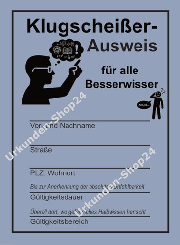 Klugscheißer-Ausweis