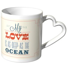 JUNIWORDS Herz Tasse, "Love is as depp as" Geschenk Valentinstag Liebe Love