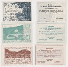 10, 20 und 50 Heller Banknote