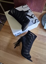 Guess Peeptoes High Heels Pumps Velours Leder  schwarz  Größe 37 vintage 