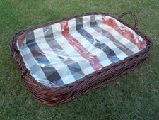 Serviertablett Tablett  aus Weide mit Innenfutter, dunkelbraun