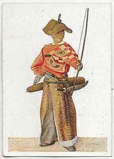 80/344 SAMMELBILD JAPANER IM JAGDKOSTÜM JAGD SPORT SAMURAI HUT HIRSCHFELL