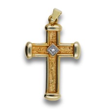 Anhänger 585 Gold 14 Karat Gelbgold Kreuz Diamant Damen Wert 620,-