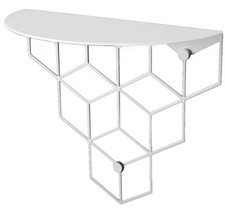 Modernes Wandregal, Wandboard "Stiga", aus Metall, halbrund, in 2 Farben