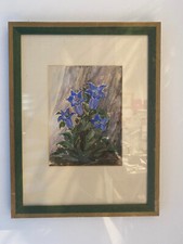 Bild/Gemälde  in Glasrahmen, handgemalt, signiert, Kornblumen, Aquarell