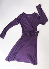 EASY CHIC violettes T-Shirtkleid, Tango-Kleid mit Deko-Gürtel, Gr. 36, Baumwolle