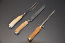 Tranchierbesteck Fleischbesteck 3 Teile nostalgisch Horngriffe Vintage