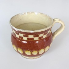 Alter Krug aus Keramik mit Henkel, braun, 11cm handgefertigt - Vase retro shabby