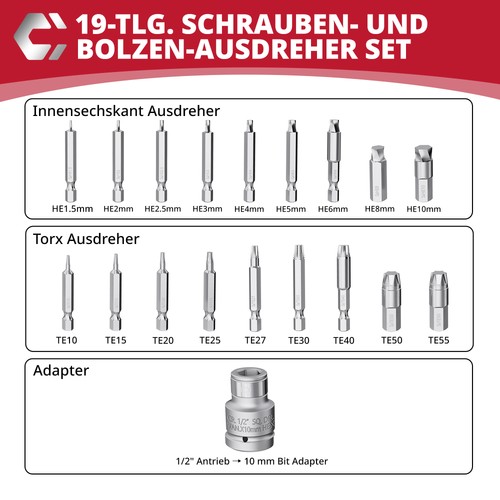 19tlg schraubenausdreher set - schraubenausdreher,