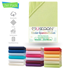 2er Pack Kinder Baby Jersey Spannbettlaken Betttuch 100% Baumwolle 70x140