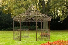 Luxus Pavillon Romantik V2 Rund 350 cm Eisen Gartenhaus Garten Pergola Gazebo