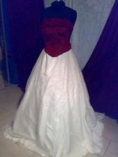  Brautkleid Standesamtkleid Gr. 38 creme-bordeaux G-B-32