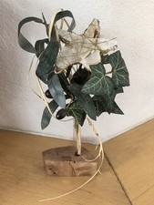 Deko Weihnachten mit Stern beige, Efeu und Olivenzweig auf Holz, Höhe ca. 32 cm