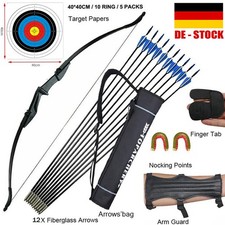 57 Zoll Bogenschießen Takedown Recurvebogen & 12X Pfeile Set for RH/LH Jagd Ziel