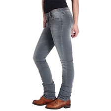 Rokker Donna Grey Damen Jeans Länge 32 modische Motorrad Hose ohne Nieten