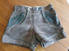 Kurze alte graue Lederhose Rindsleder Herrengröße 46