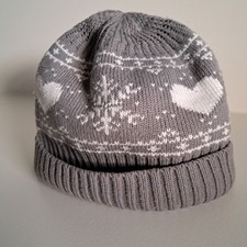 Mütze Beanie, Tchibo, grau  mit Wintermotiv