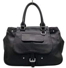 LONGCHAMP Balzan Tote Bag aus schwarzem Leder mit Überschlaggürtel