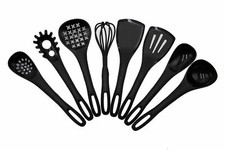 8er Set Küchenhelfer Küchenuntensilien Kochzubehör Silikon Küchenbesteck schwarz