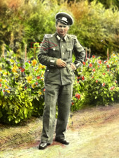 Orig.Portrait Color Foto NVA Soldat Uniform Schirmmütze