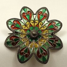 Plique-à-jour enamel brooch