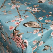 Wachstuch Tischdecke Wachstischdecke Gartentischdecke Vogel Spatz Türkis wählbar