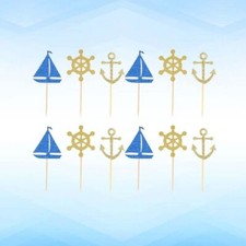 12 x Topper Boot AnkerTorte Deko Muffin Cupcake Cake Stecker Kuchen Maritim