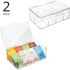 mDesign Aufbewahrungsbox Tee Kaffee Küche Organizer 8 Fächer 2er Set transparent